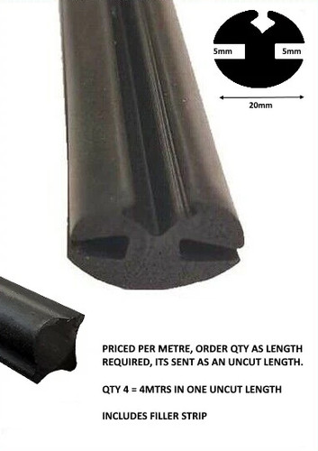 Rubber window glazing seal 5mm - rubber,